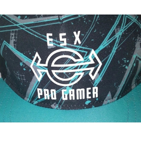 ESX Youth Adjustable Blue Teal Pro Gamer Snap Back Baseball Cap Hat - Picture 2 of 8